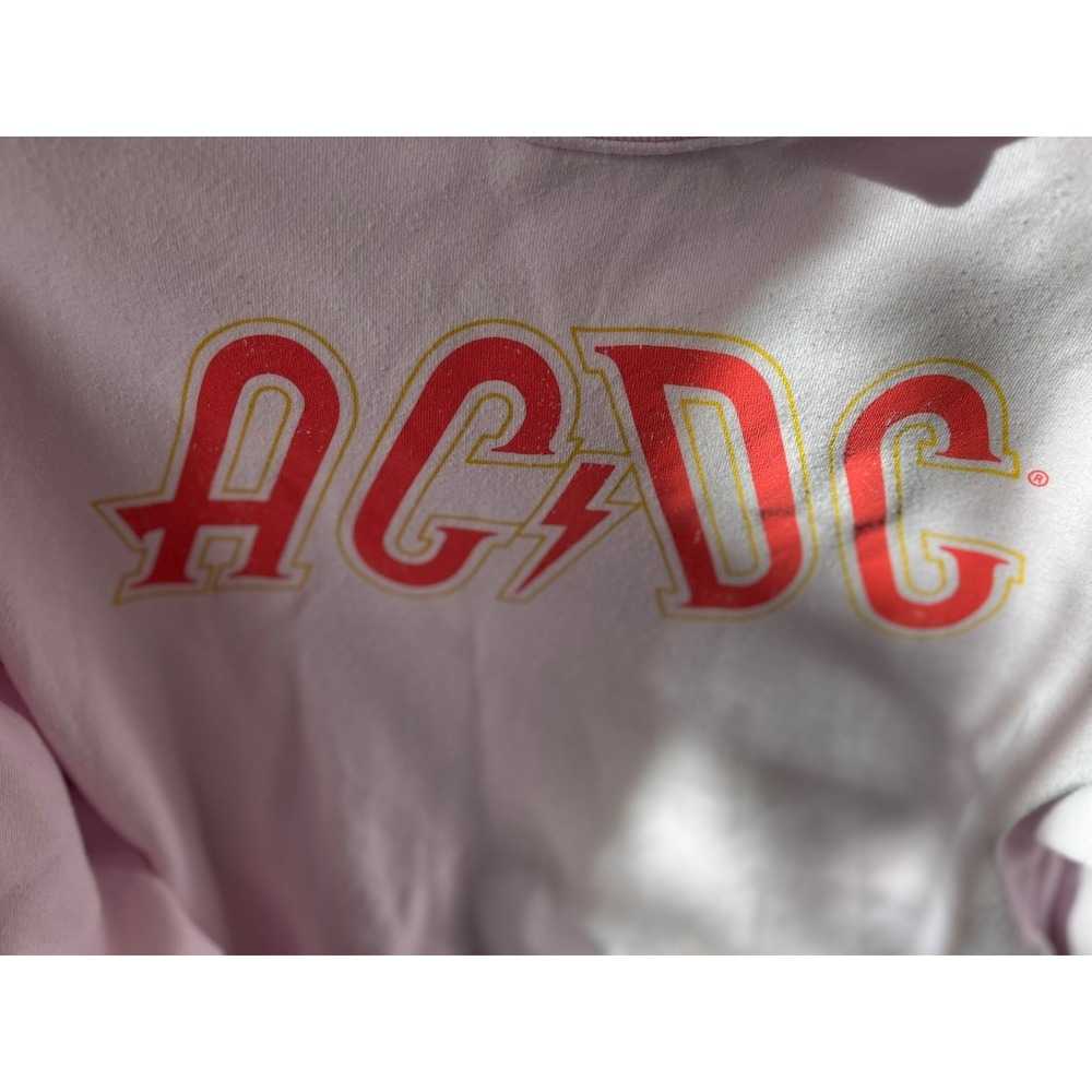 ACDC Band Cropped Sweatshirt Pink Rock Concert Tour Graphic Pullover‎ - Picture 2 of 6